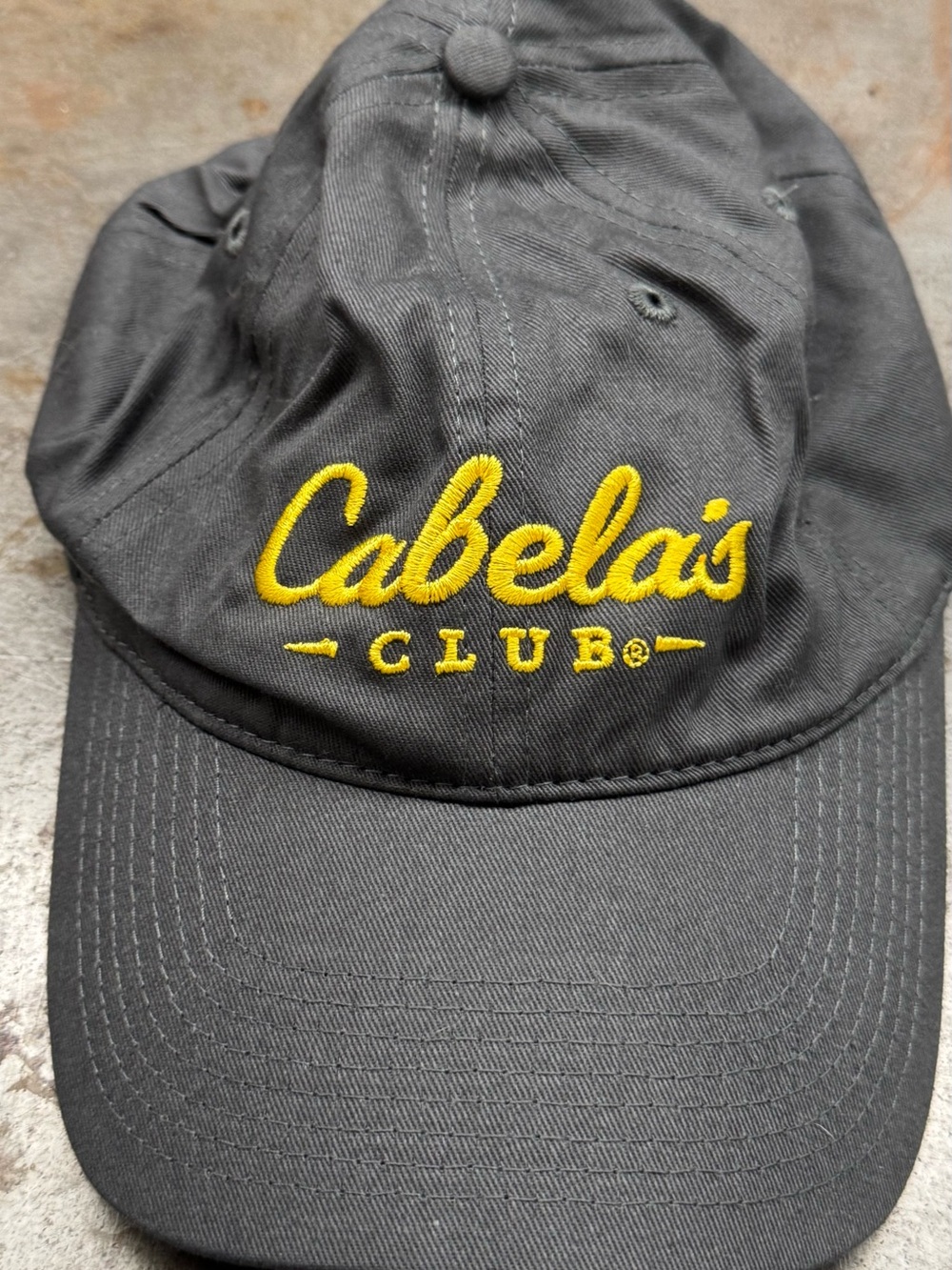 Cabela's Club Black Cap Hat with Yellow Embroidered Cabela Logo
